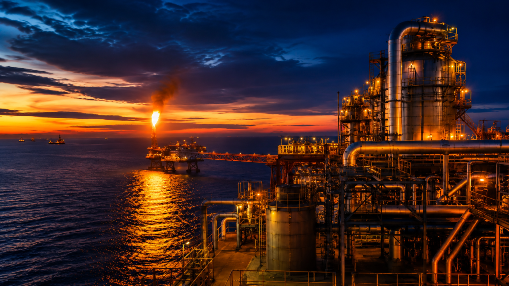Oil and gas resume guide — LNG processing facility at dusk representing careers in the Western Australia oil and gas industry