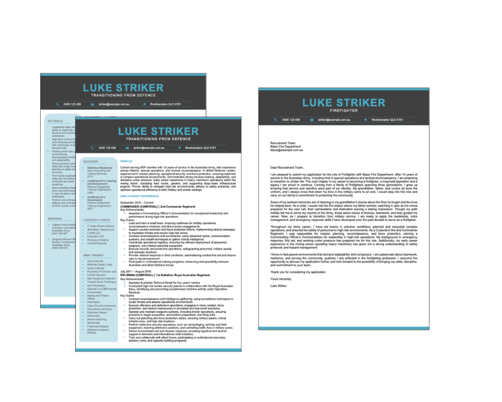 Perth ADF resume and cover letter template — example by Perth ADF resume writers - Defence-to-civilian resumes