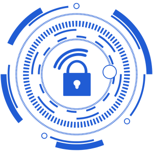 Digital privacy and data security icon – padlock in a circular tech interface